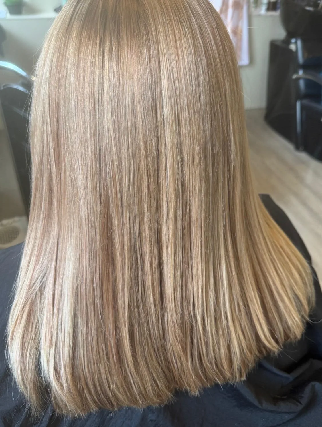 Blonde balayage sleek blow-out, Redcliffs