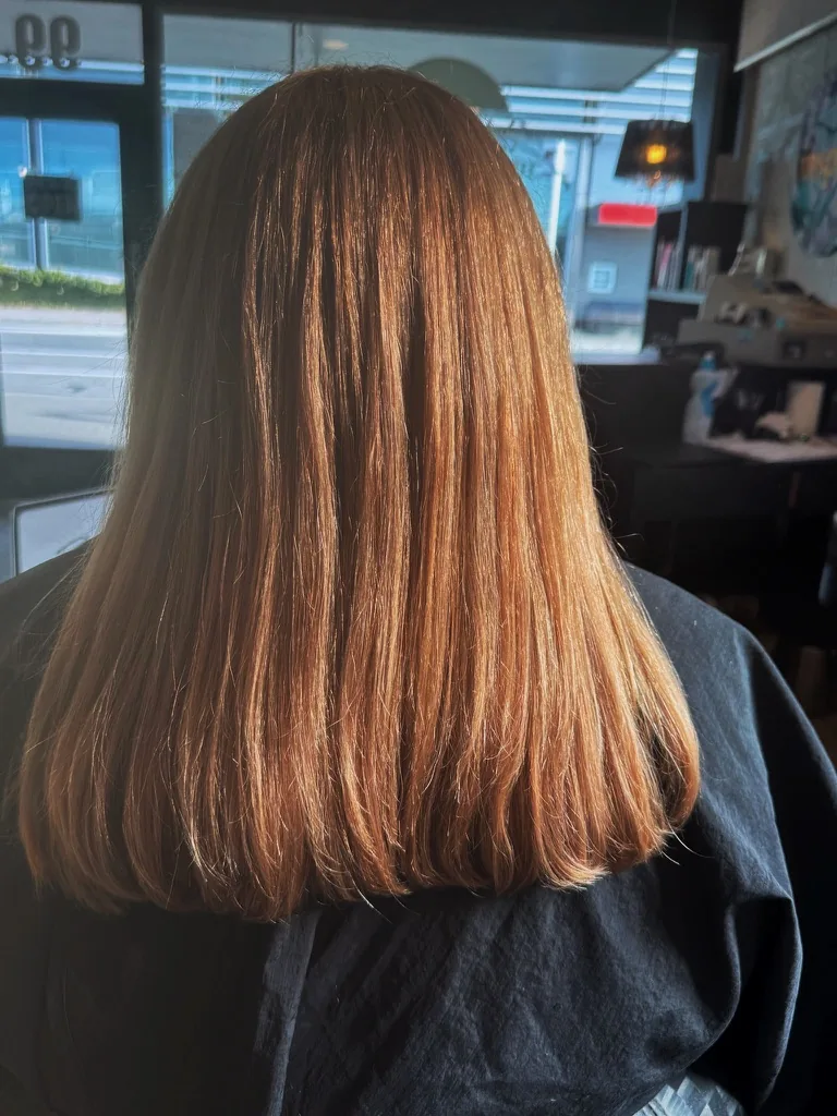 Copper blonde straight blow-out, Redcliffs Christchurch